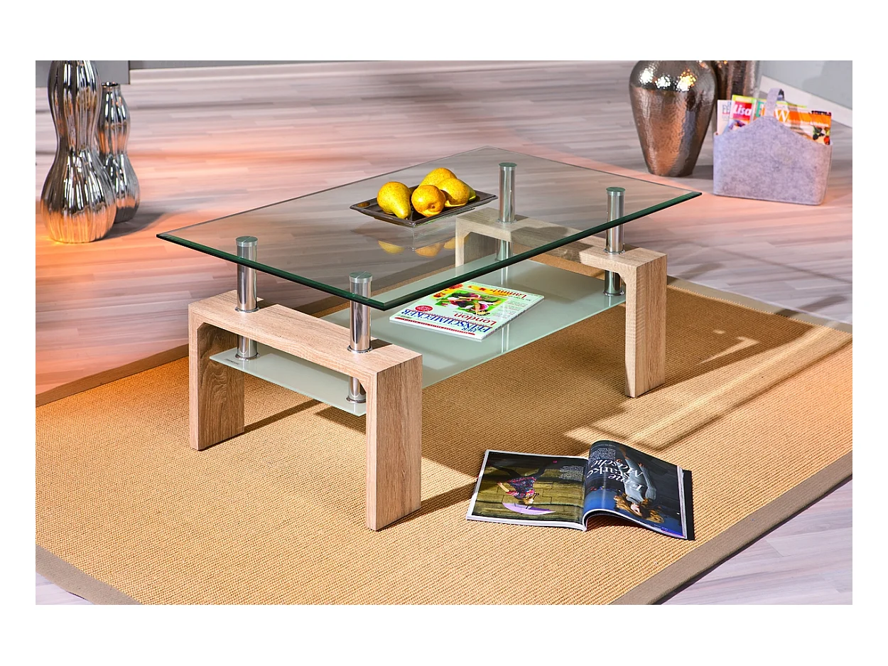 Table Basse en Verre "Leny" 100cm Naturel