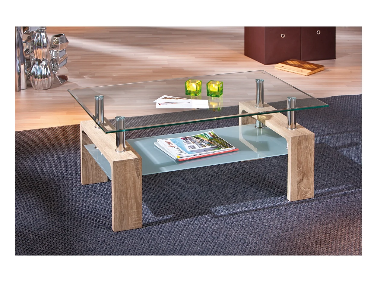 Table Basse en Verre "Leny" 100cm Naturel