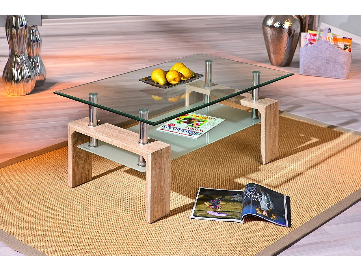 Table Basse en Verre "Leny" 100cm Naturel