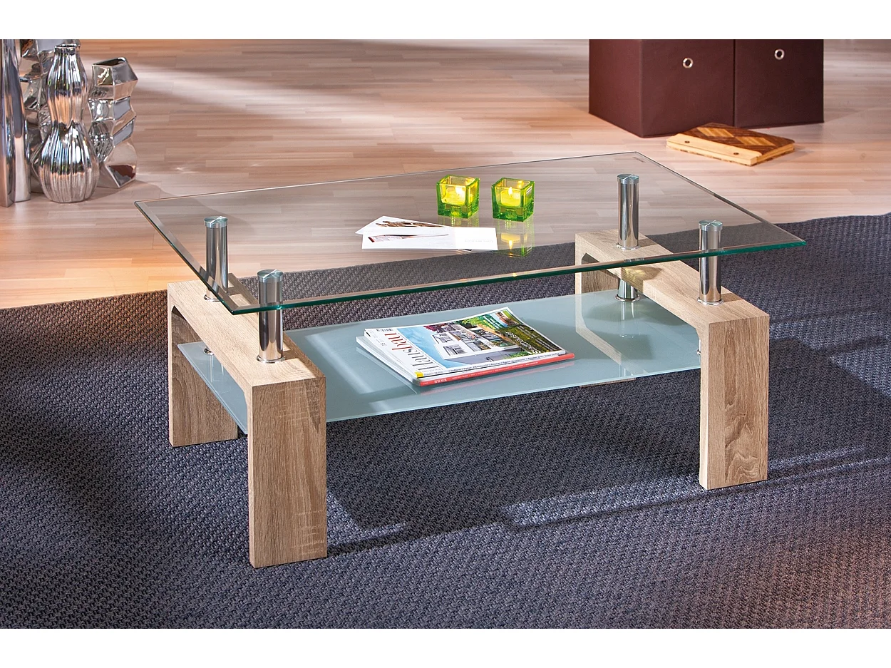 Table Basse en Verre "Leny" 100cm Naturel