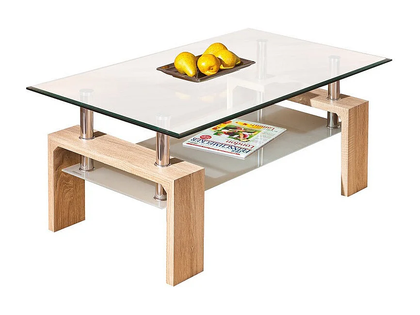 Table Basse en Verre "Leny" 100cm Naturel