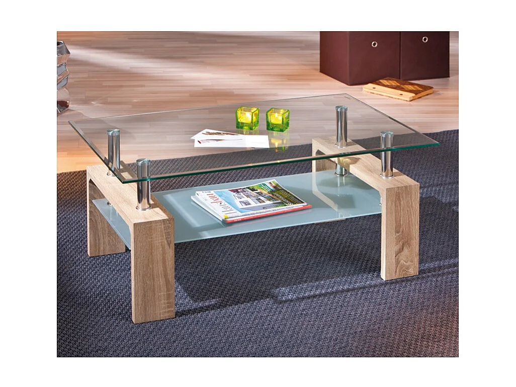 Table Basse en Verre "Leny" 100cm Naturel