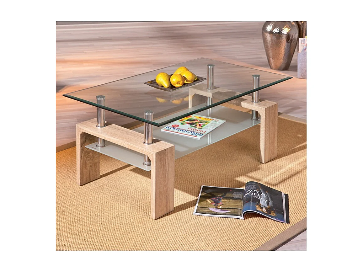 Table Basse en Verre "Leny" 100cm Naturel