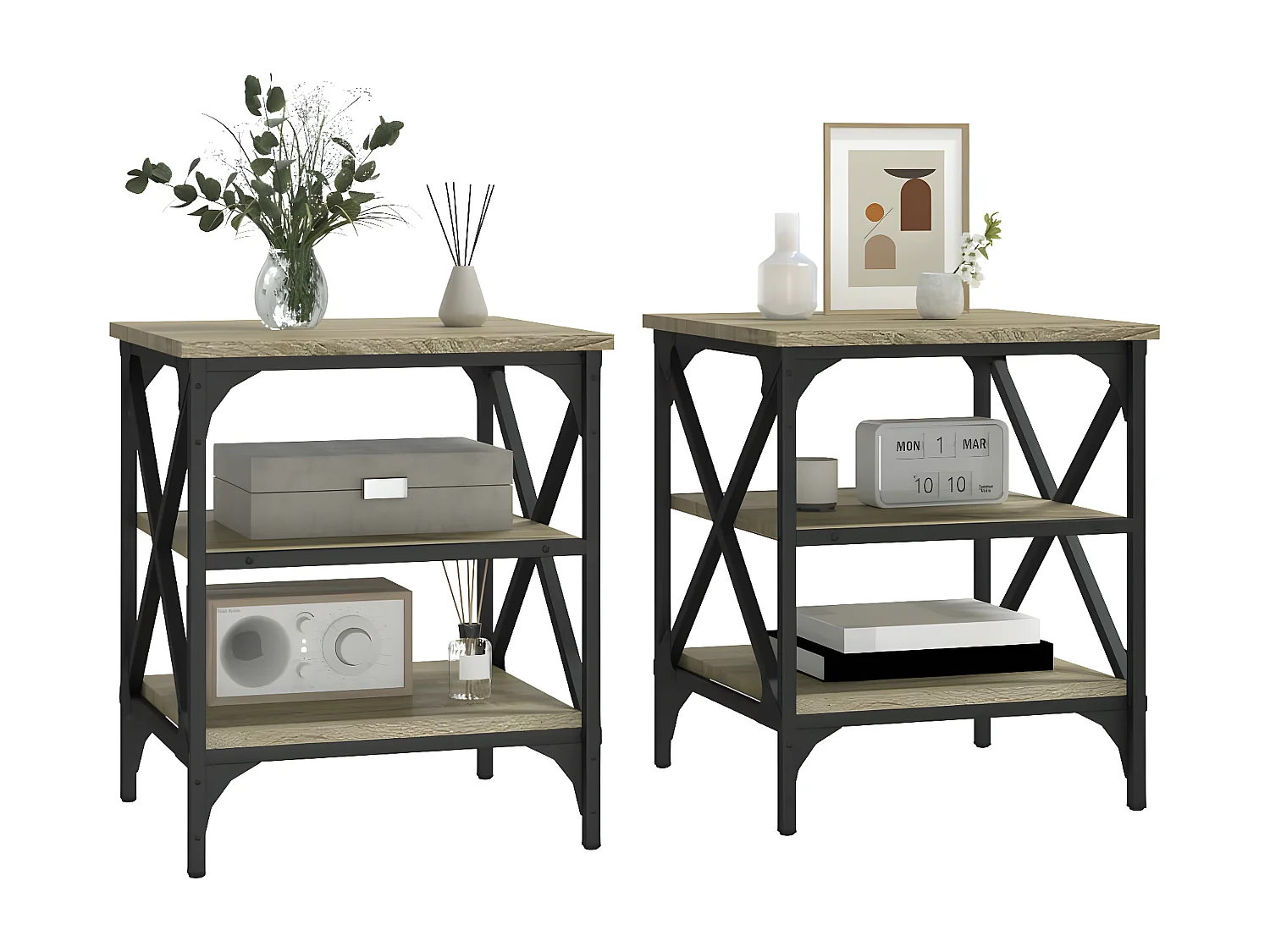 Tables d'appoint 2 pcs Chêne sonoma 40x42x50 Bois ingénierie