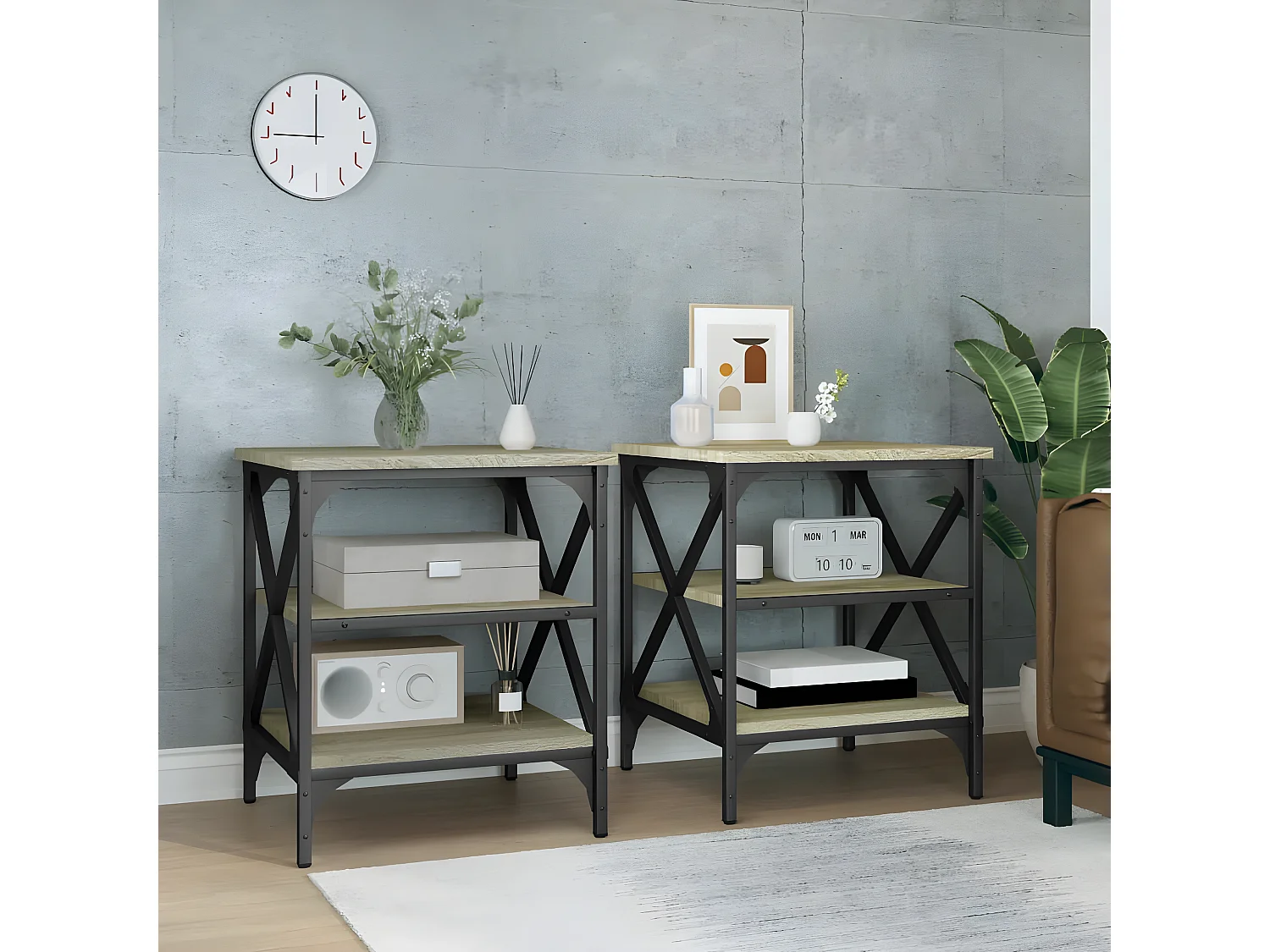 Tables d'appoint 2 pcs Chêne sonoma 40x42x50 Bois ingénierie