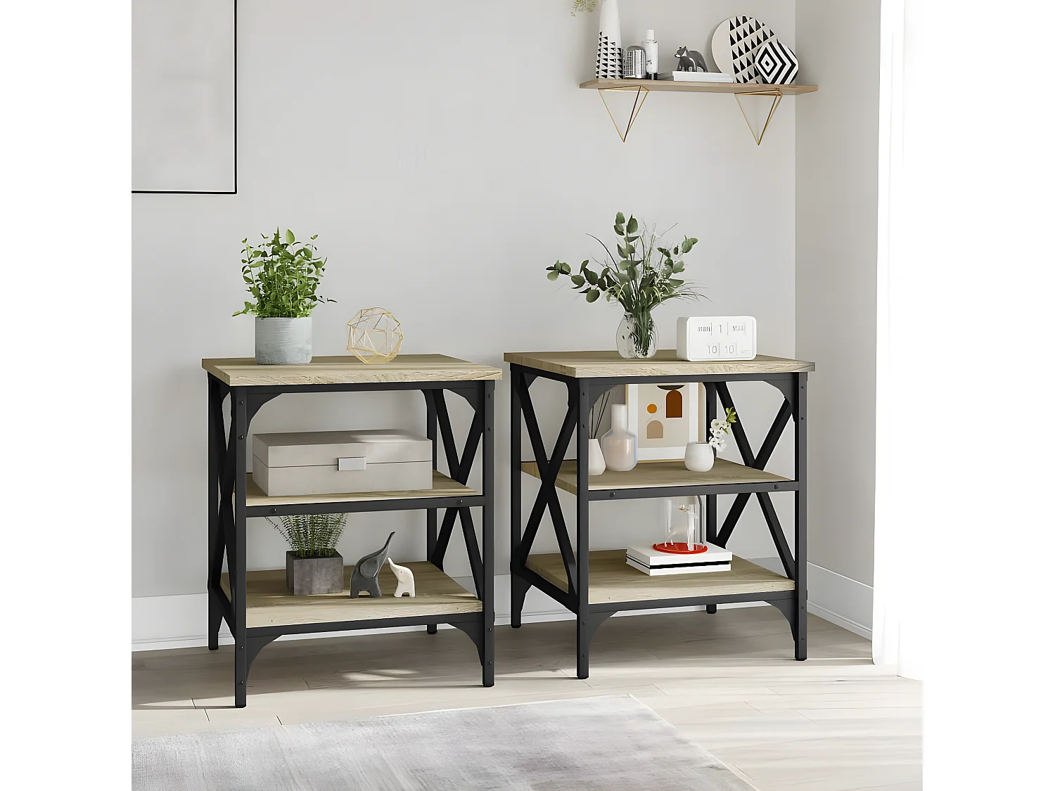 Tables d'appoint 2 pcs Chêne sonoma 40x42x50 Bois ingénierie