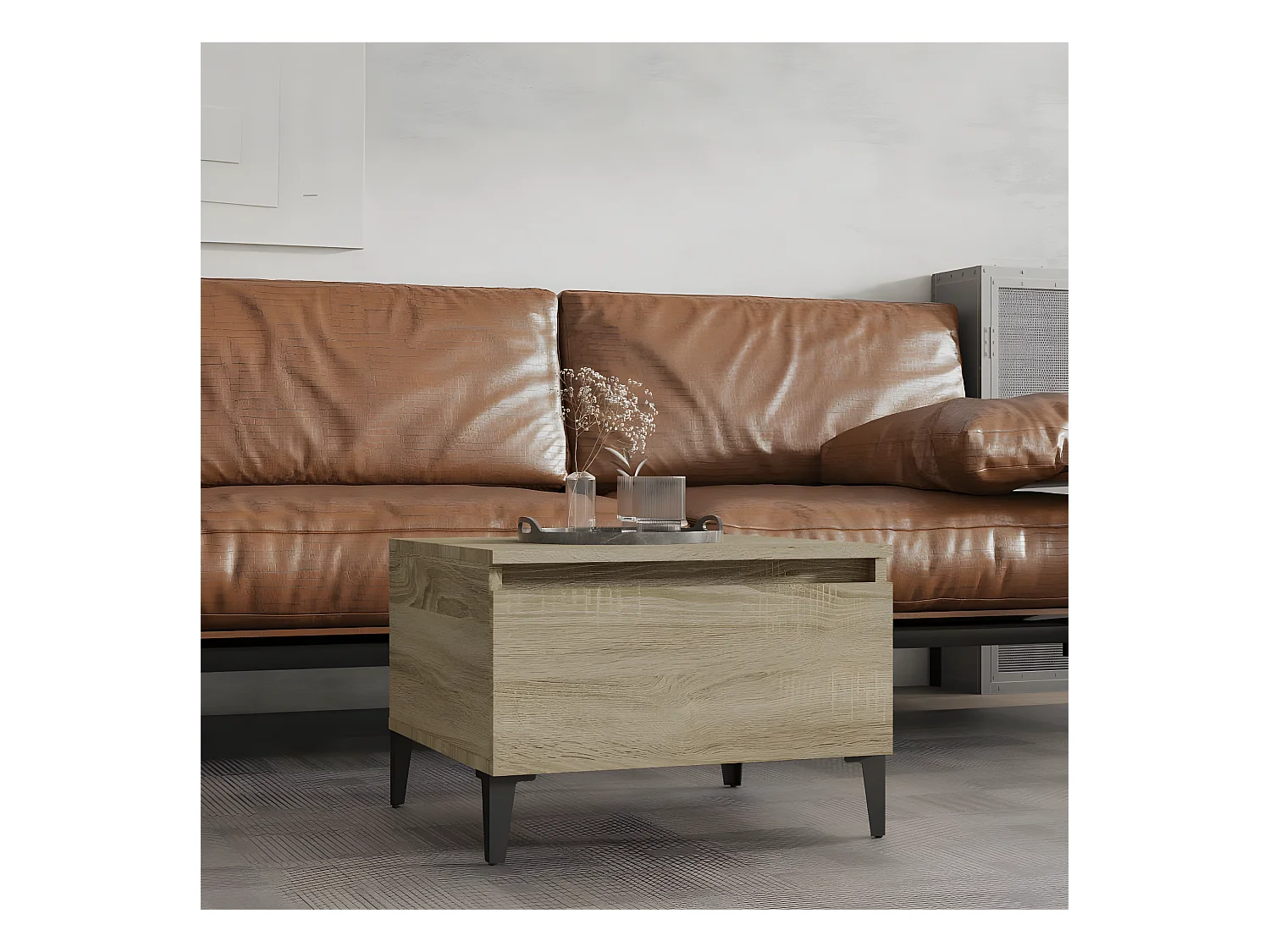 vidaXL Mesa auxiliar madera contrachapada roble Sonoma 50x46x35 cm Marrón
