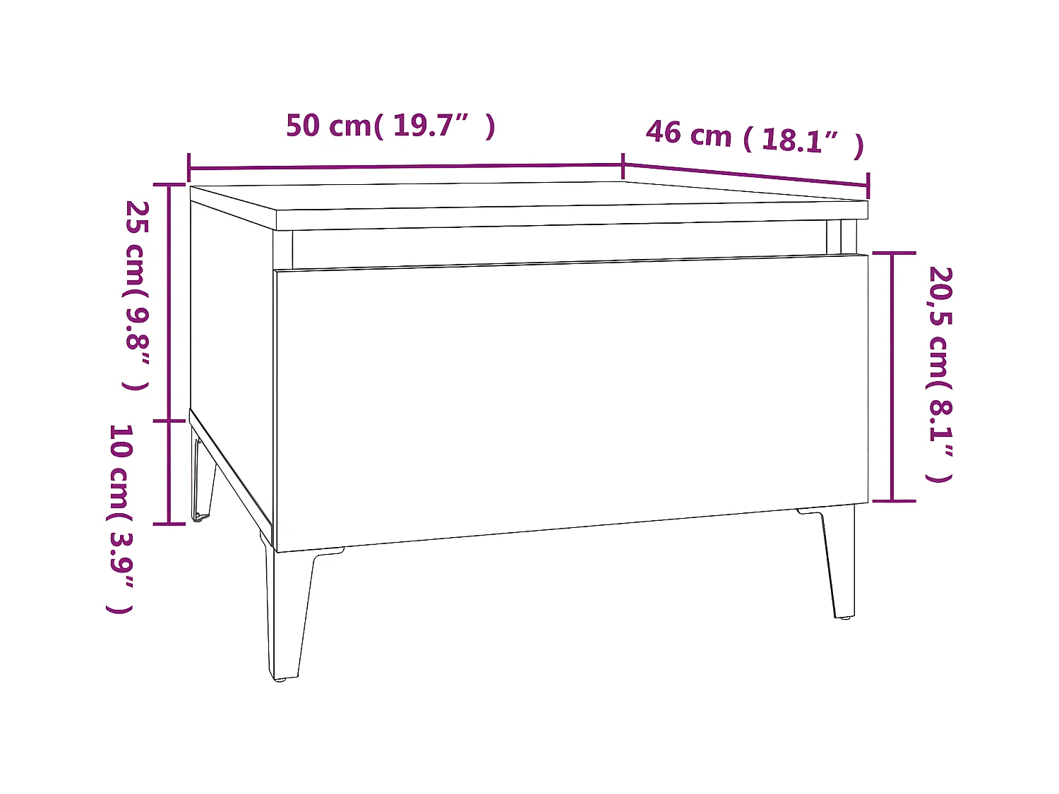 vidaXL Mesa auxiliar madera contrachapada roble Sonoma 50x46x35 cm Marrón