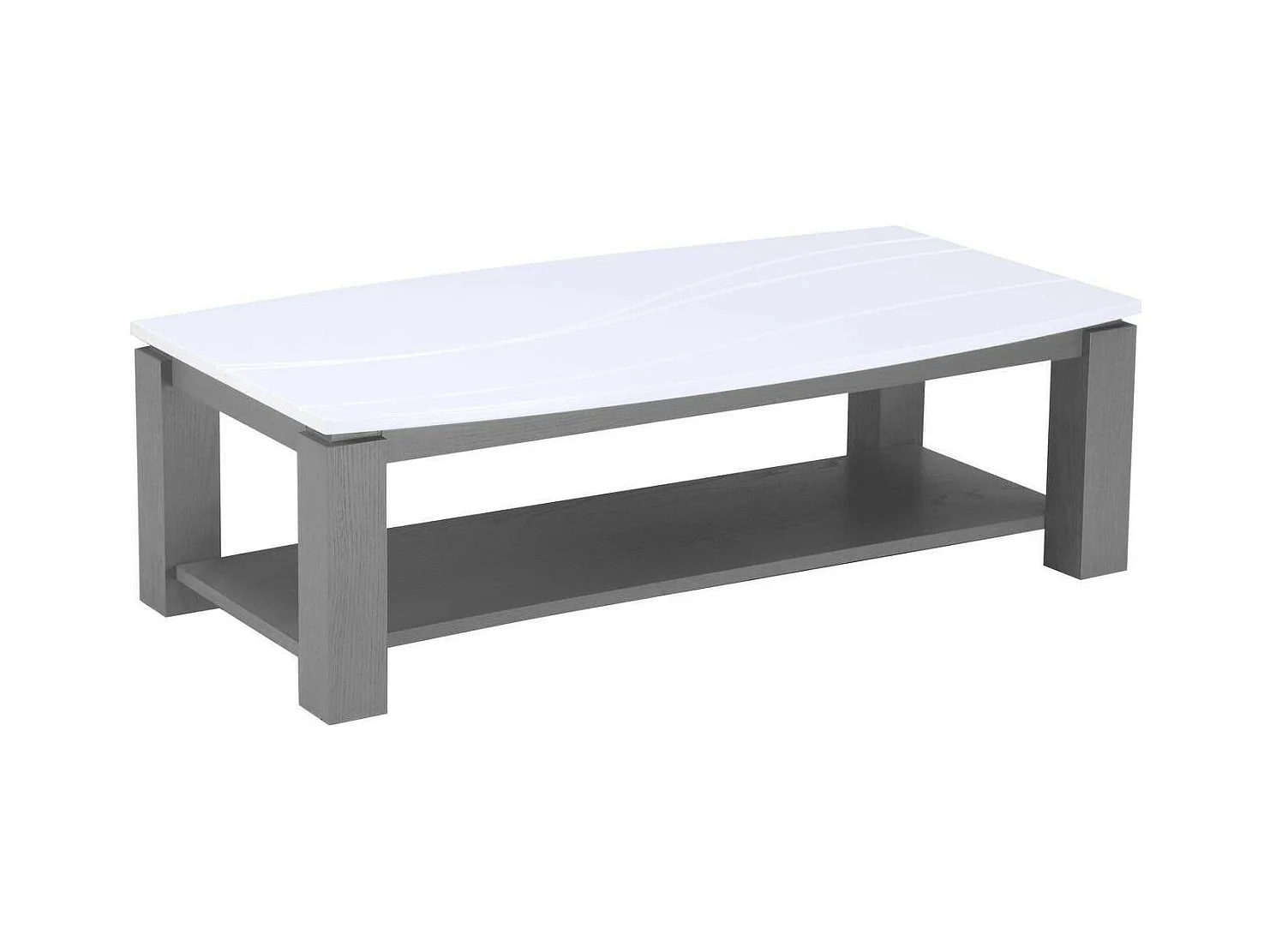 Table Basse "Powell" 120cm Gris & Blanc Laqué