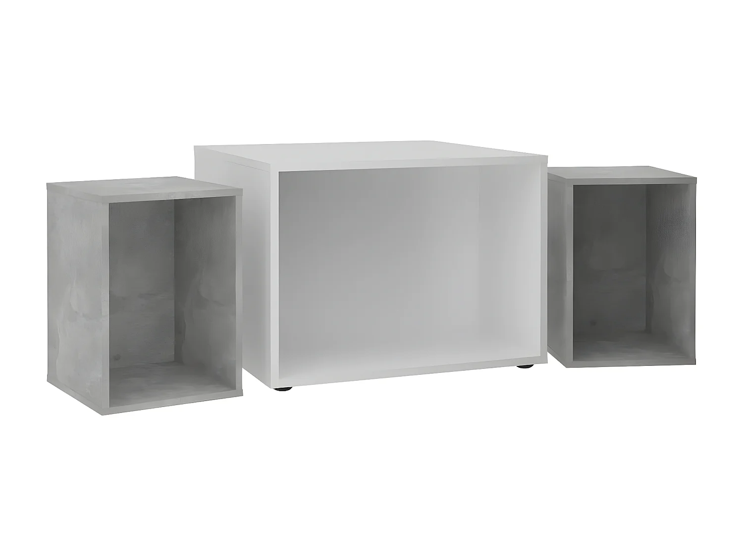 Salontafel met 2 Bijzettafels 67,5x67,5x50 cm wit en betonkleurig