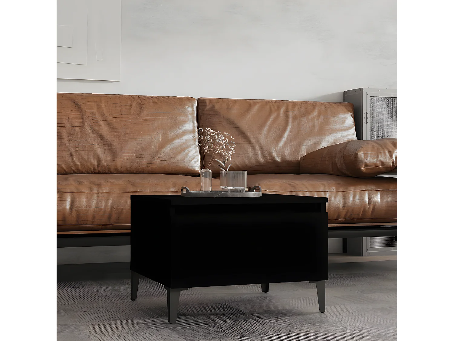 Table d'appoint Noir 50x46x35 Bois d'ingénierie