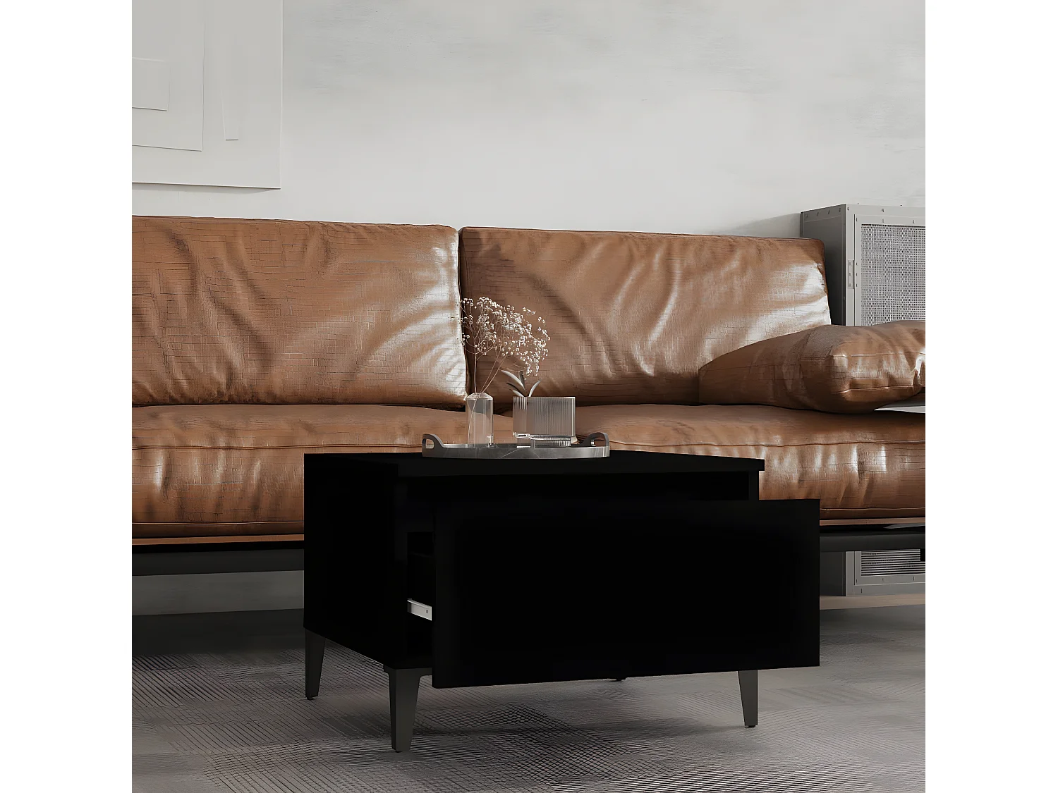 Table d'appoint Noir 50x46x35 Bois d'ingénierie