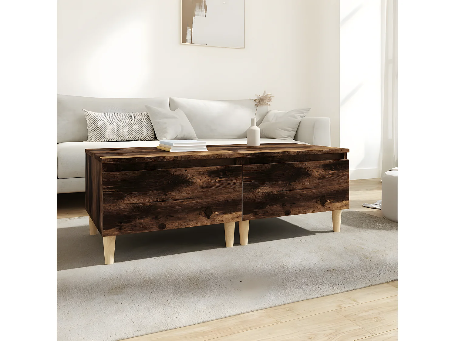 Tables d'appoint 2 pcs Chêne fumé 50x46x35 Bois ingénierie