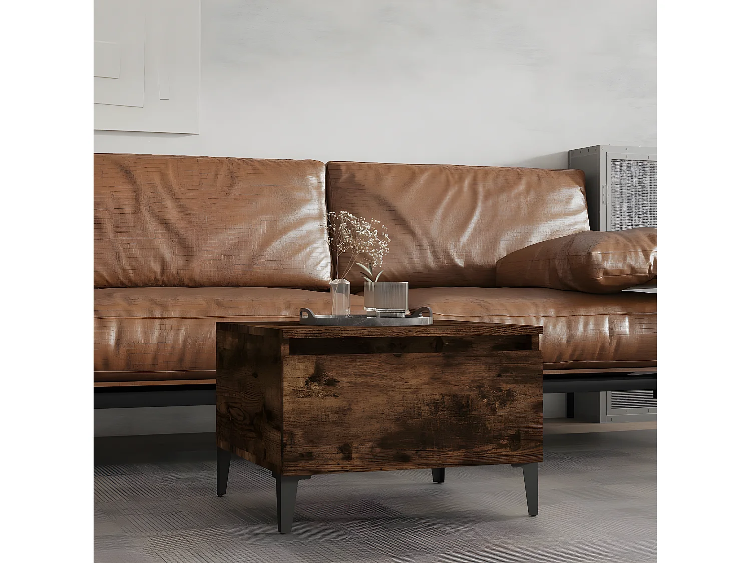 Table d'appoint Chêne fumé 50x46x35 Bois d'ingénierie