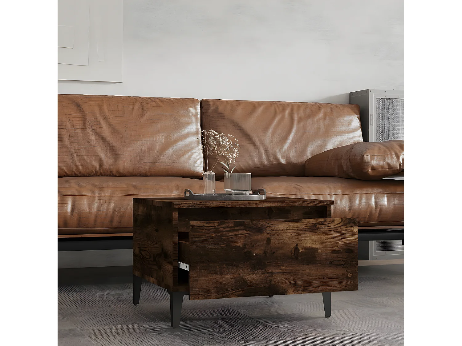 Table d'appoint Chêne fumé 50x46x35 Bois d'ingénierie