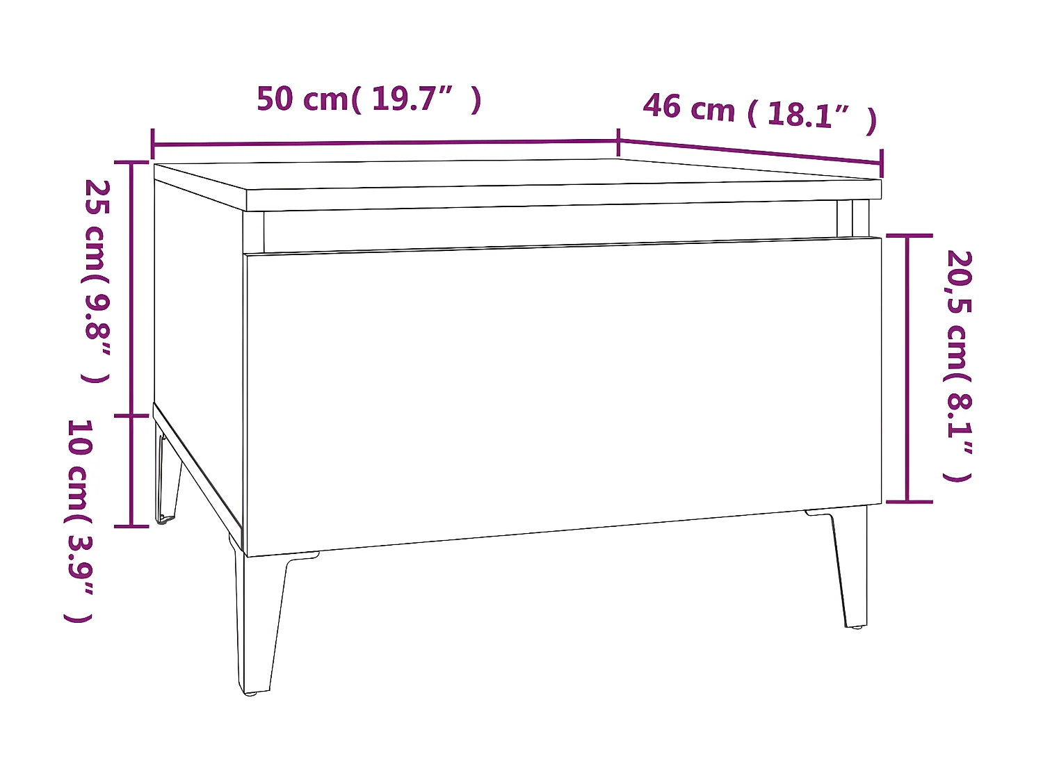 Table d'appoint Chêne fumé 50x46x35 Bois d'ingénierie