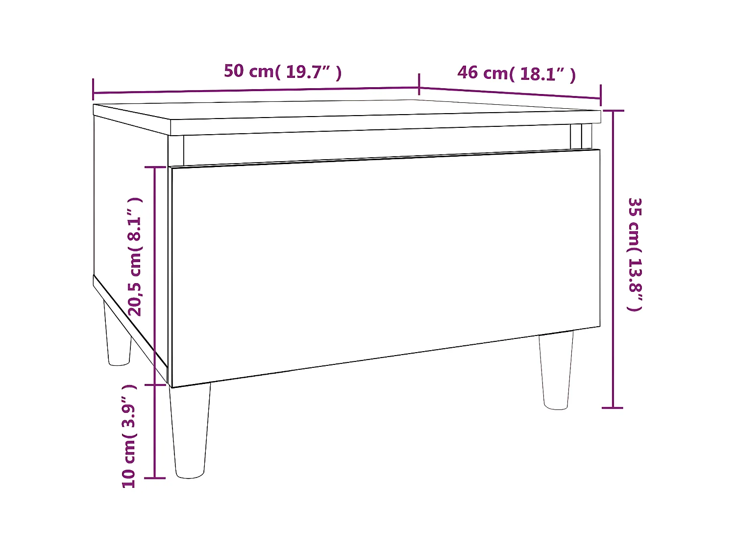 vidaXL Mesa auxiliar madera contrachapada roble Sonoma 50x46x35 cm Marrón