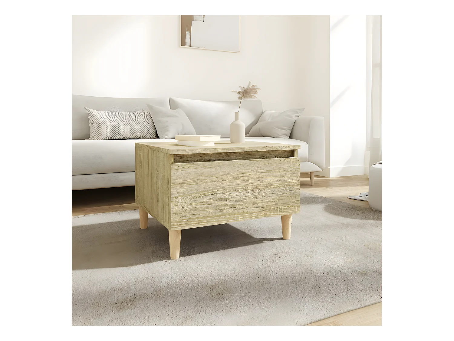 vidaXL Mesa auxiliar madera contrachapada roble Sonoma 50x46x35 cm Marrón