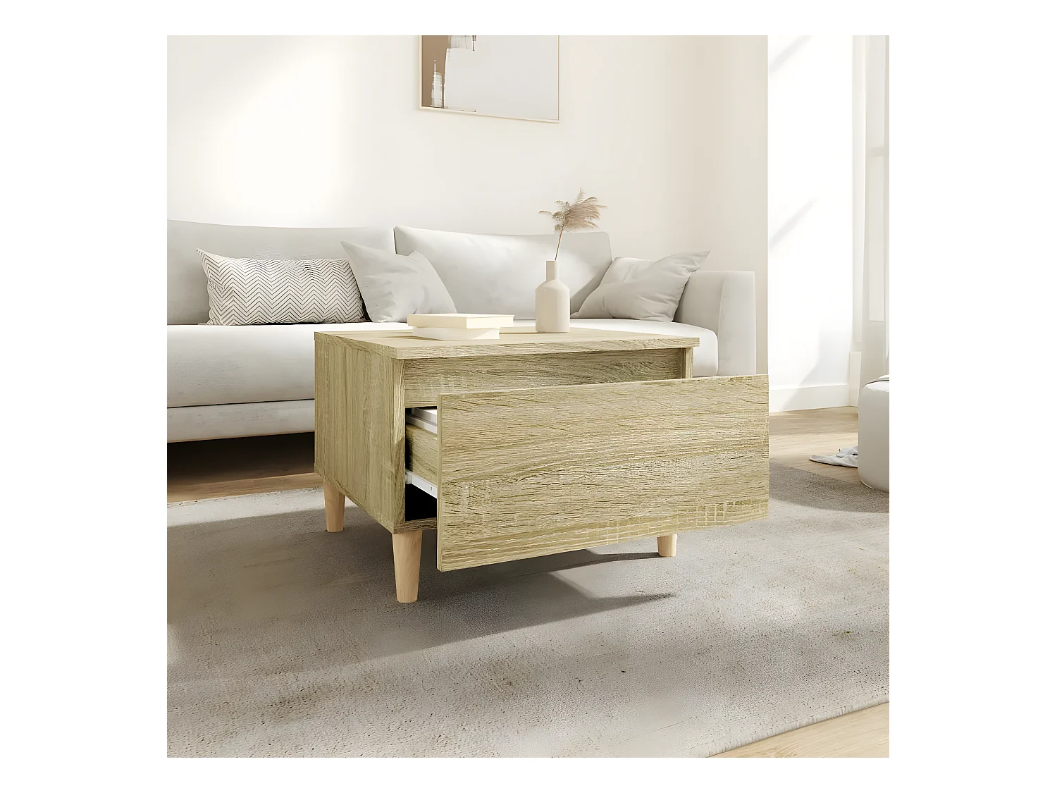 vidaXL Mesa auxiliar madera contrachapada roble Sonoma 50x46x35 cm Marrón