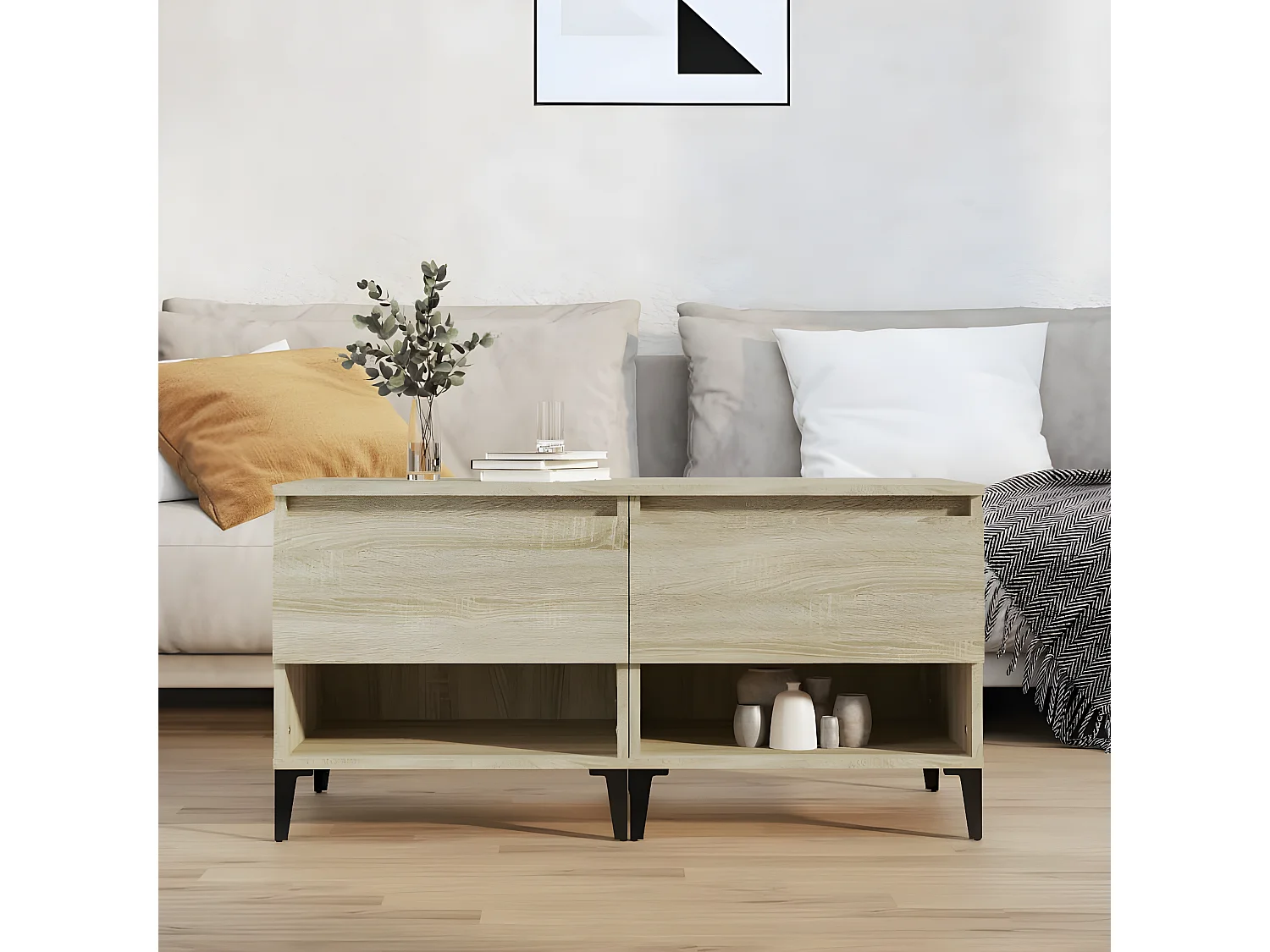 Tables d'appoint 2 pcs Chêne sonoma 50x46x50 Bois ingénierie