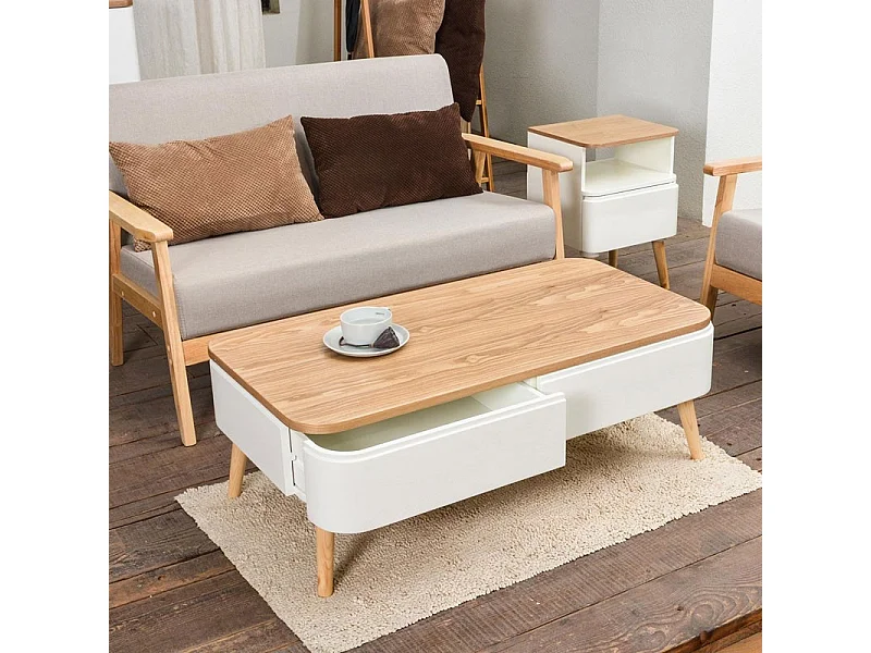 Table Basse Scandinave "Arvika" 95cm Blanc