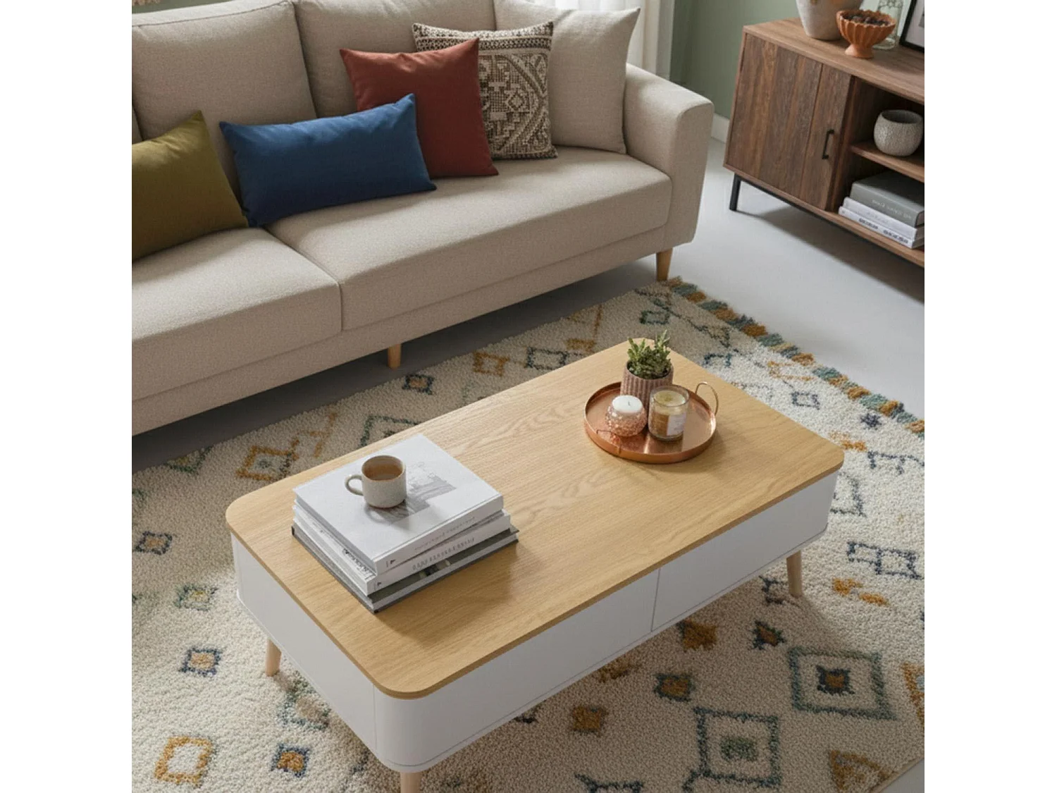 Table Basse Scandinave "Arvika" 95cm Blanc