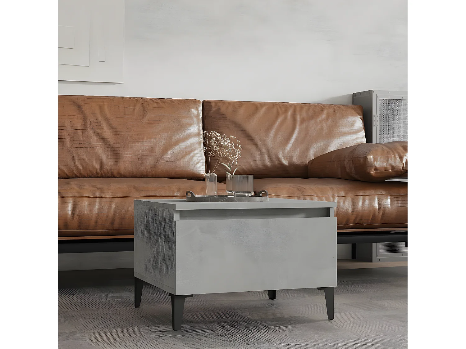 Table d'appoint Gris béton 50x46x35 Bois d'ingénierie