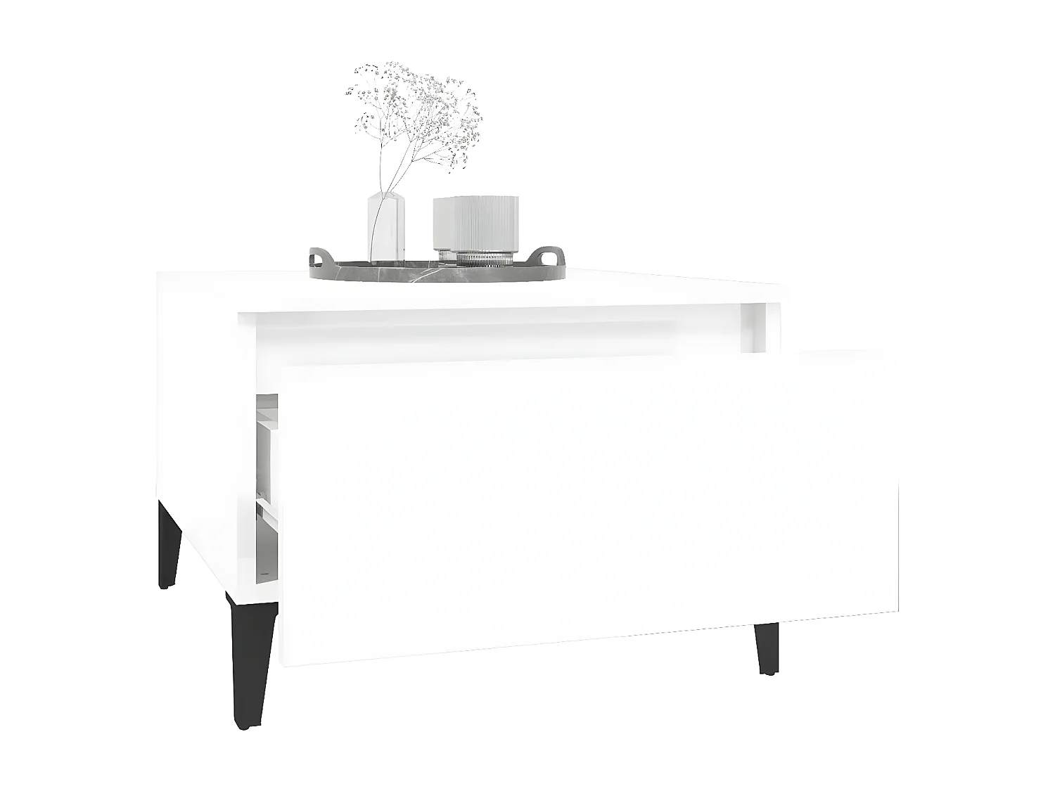 Table d'appoint Blanc brillant 50x46x35 Bois d'ingénierie