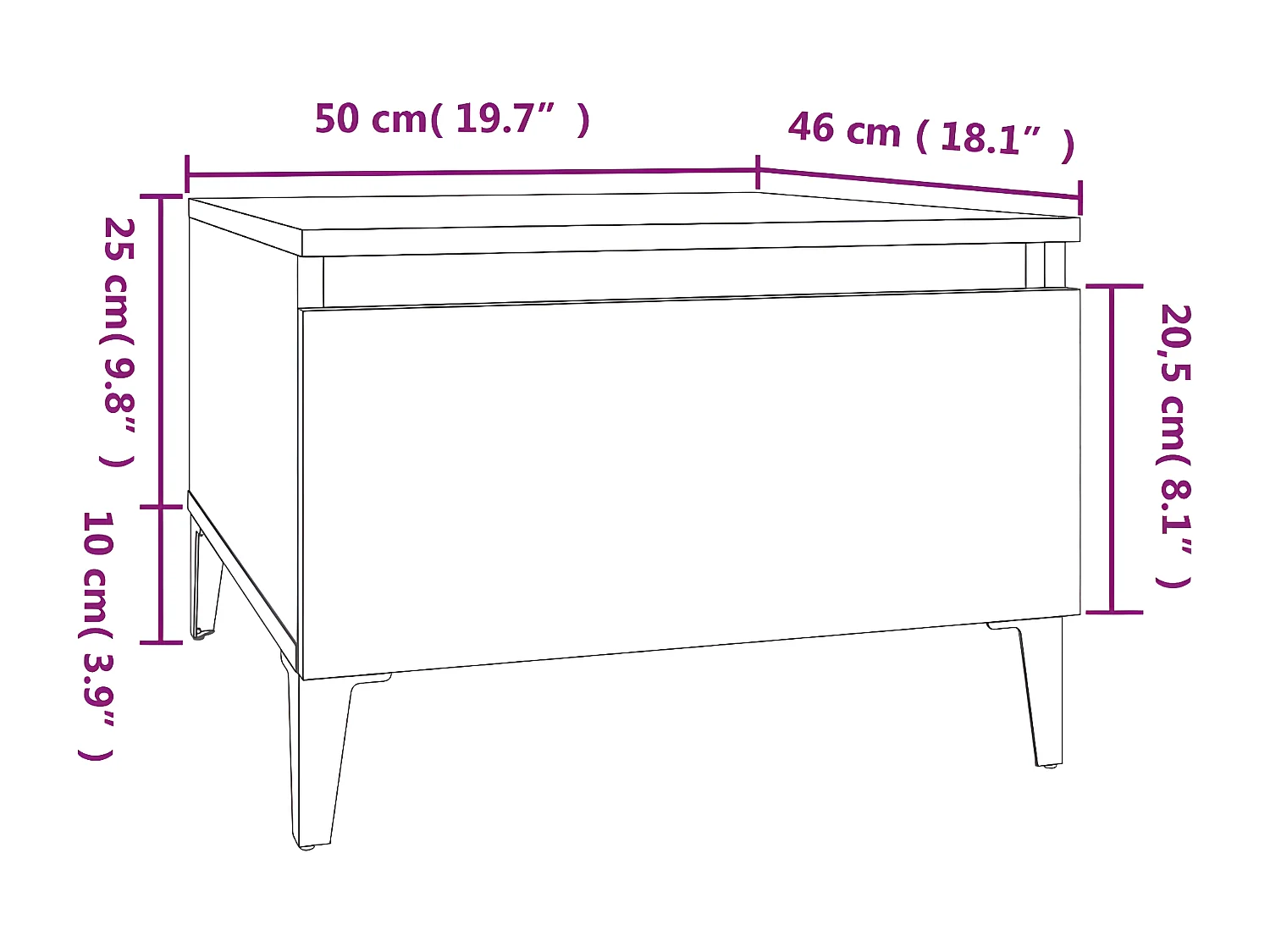 Table d'appoint Sonoma gris 50x46x35 Bois d'ingénierie