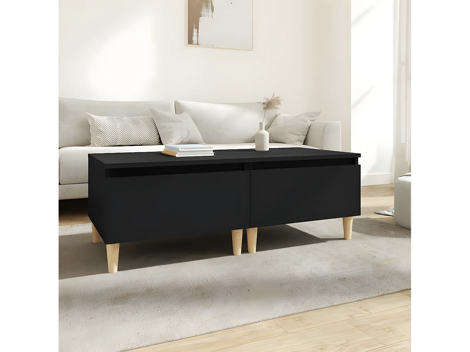 Tables d'appoint 2 pcs Noir 50x46x35 Bois d'ingénierie