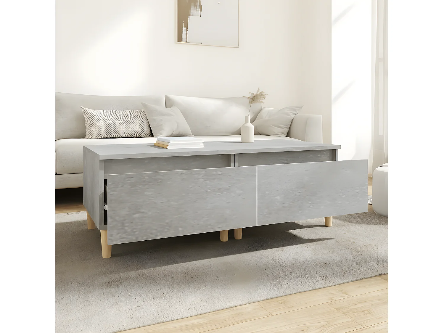 Tables d'appoint 2 pcs Gris béton 50x46x35 Bois d'ingénierie