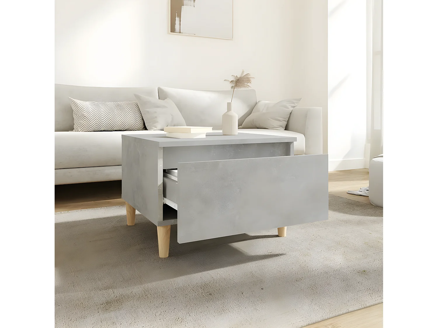 Tables d'appoint 2 pcs Gris béton 50x46x35 Bois d'ingénierie