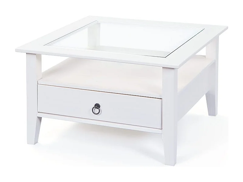Table Basse en Pin Massif "Abigael" 75cm Blanc