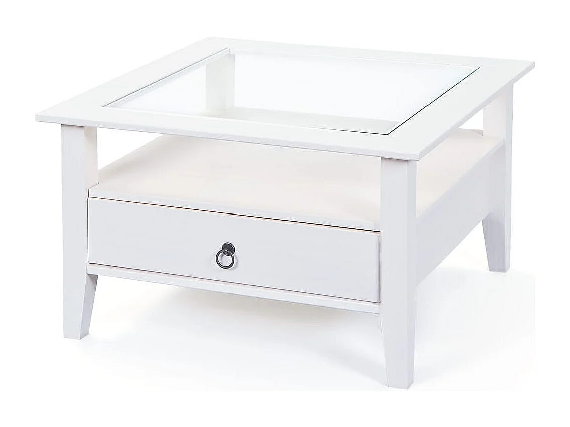 Table Basse en Pin Massif "Abigael" 75cm Blanc