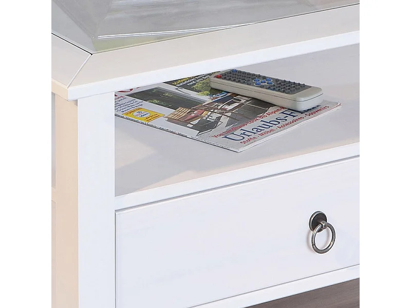 Table Basse en Pin Massif "Abigael" 75cm Blanc