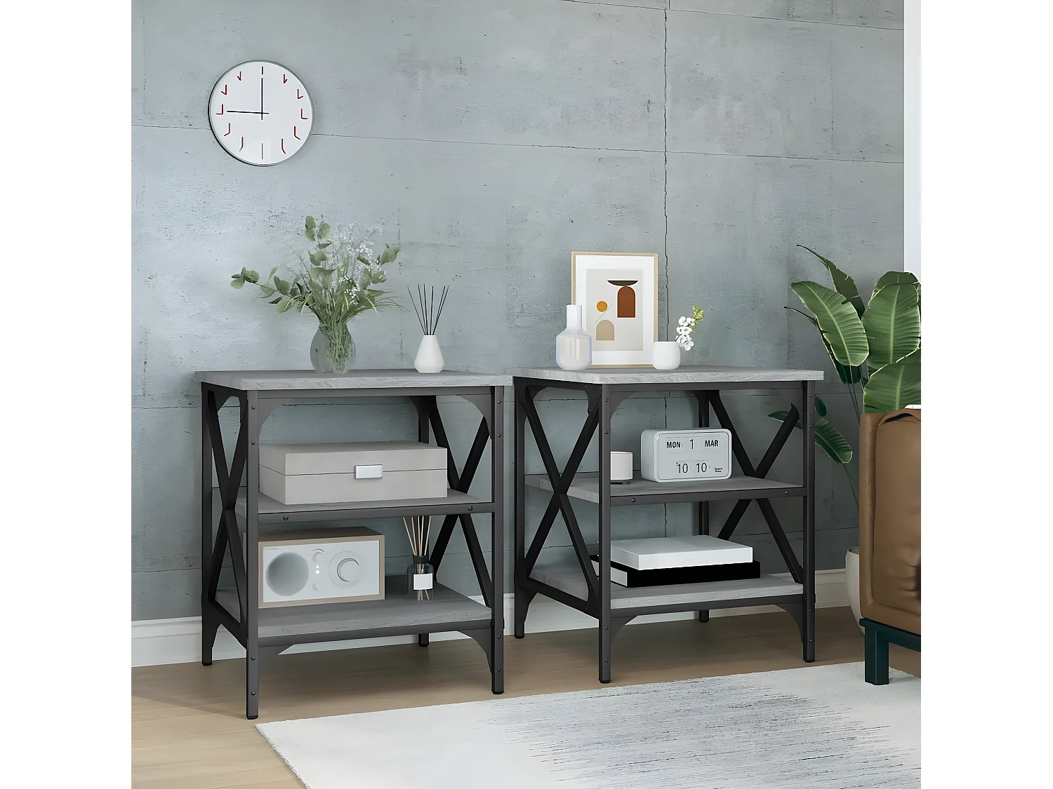 vidaXL Mesas auxiliares 2 uds madera gris Sonoma 40x42x50 cm