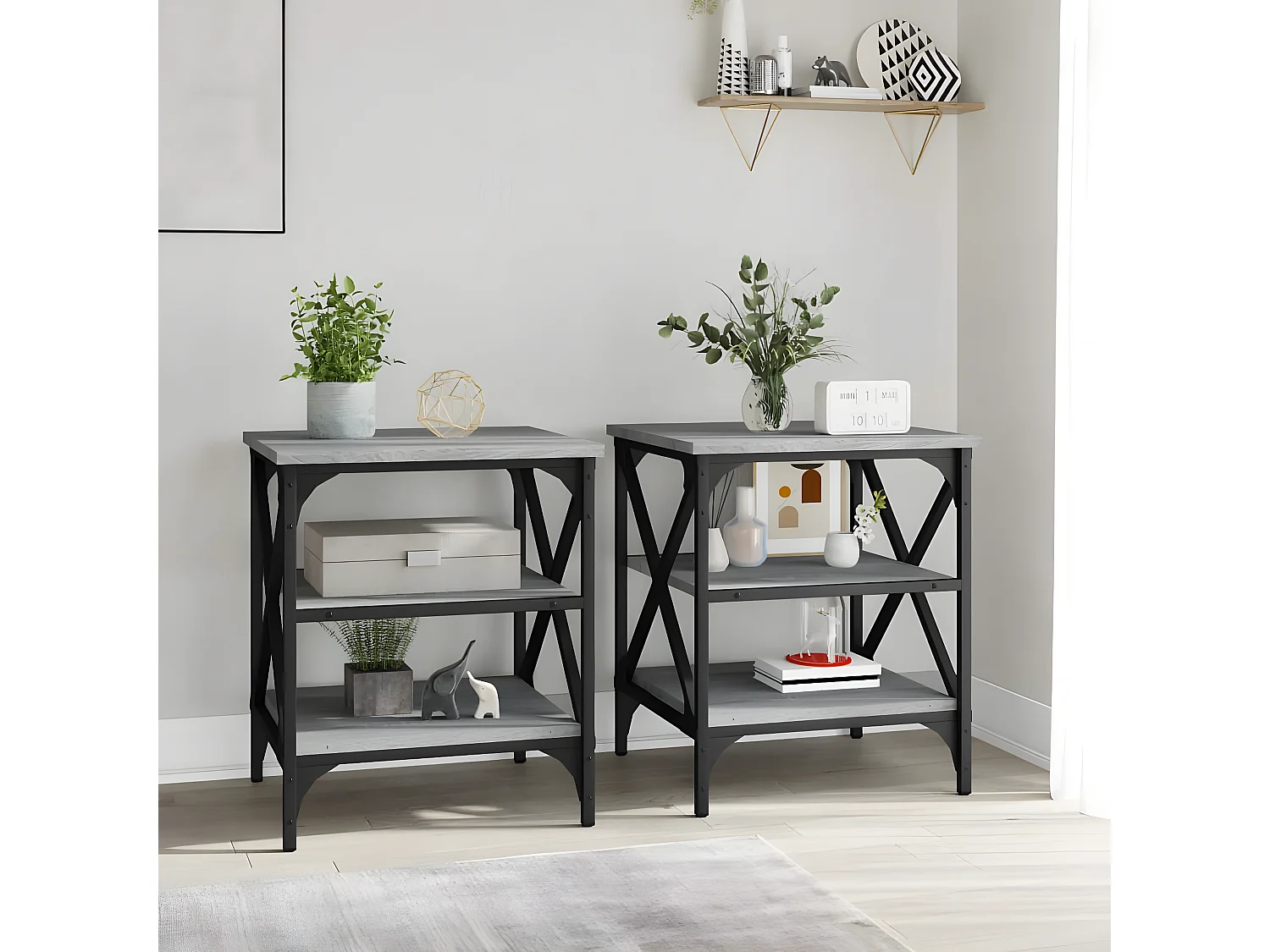 vidaXL Mesas auxiliares 2 uds madera gris Sonoma 40x42x50 cm