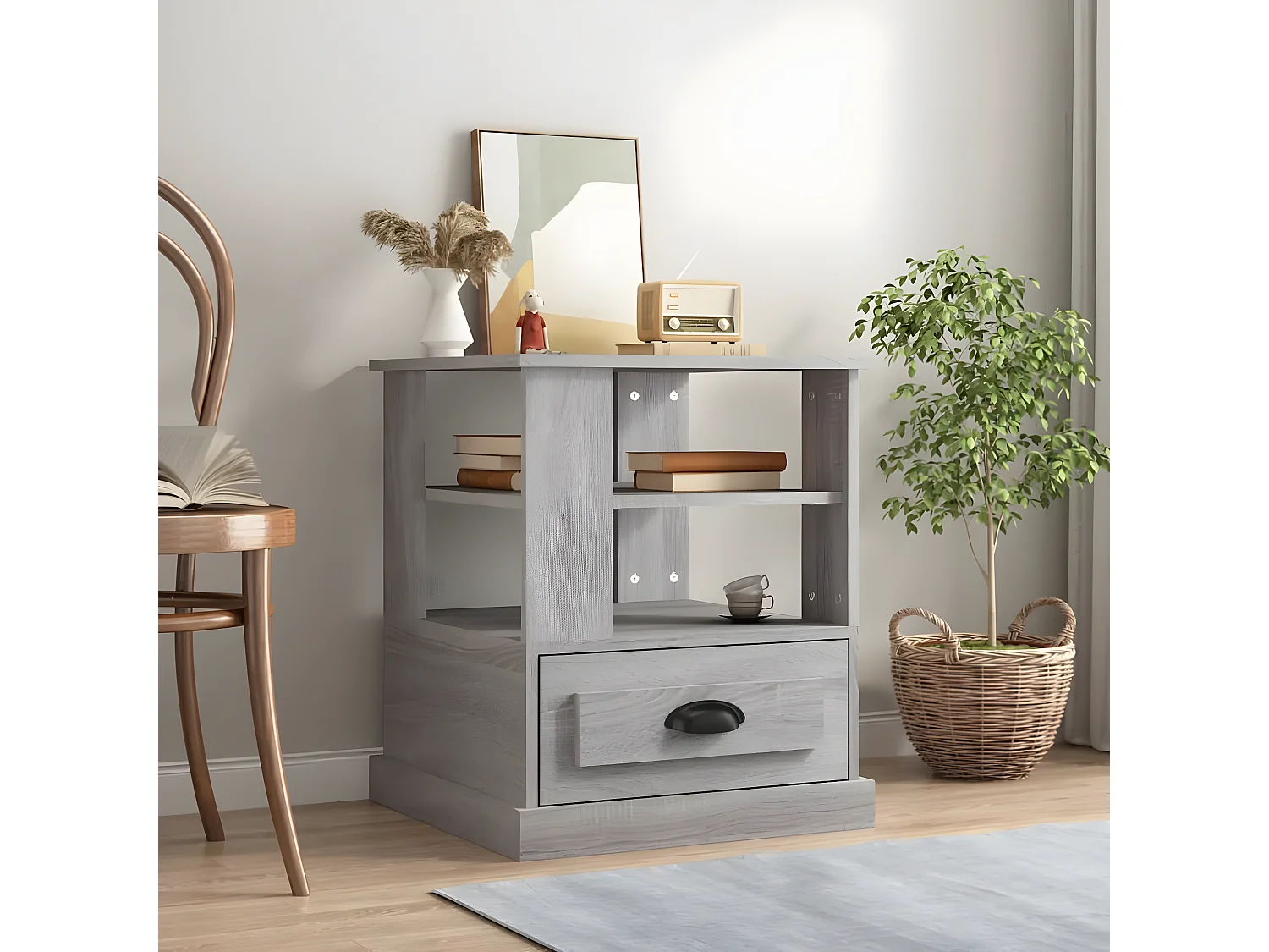 Table d'appoint sonoma gris 50x50x60 bois d'ingénierie