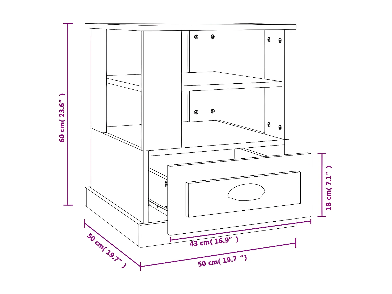 Table d'appoint sonoma gris 50x50x60 bois d'ingénierie