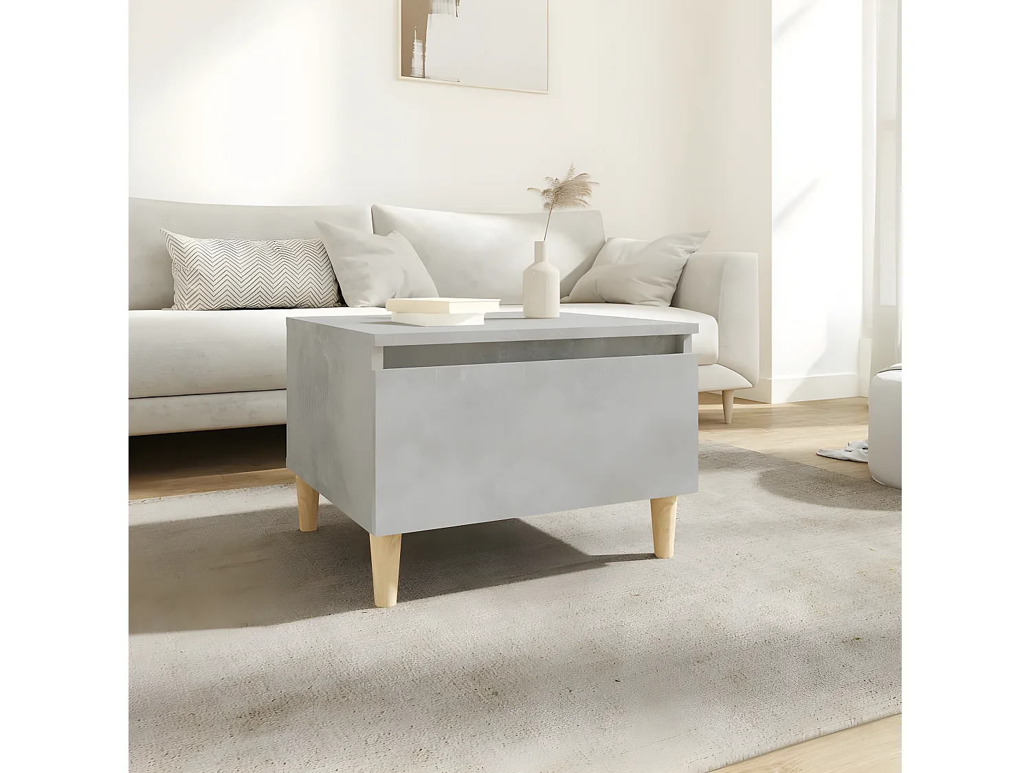 Table d'appoint Gris béton 50x46x35 Bois d'ingénierie