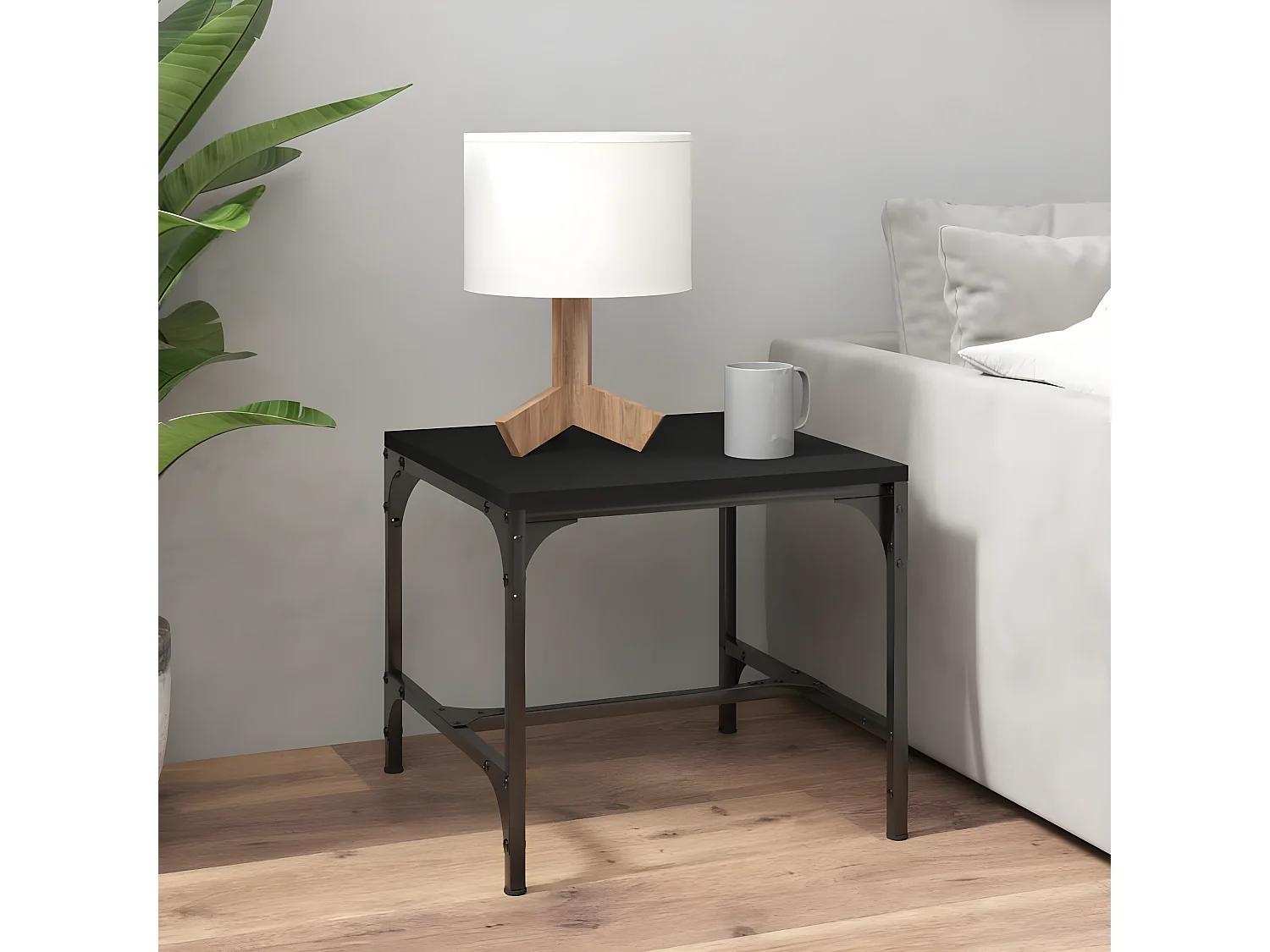 Tables d'appoint 2 pcs Noir 40x40x35 Bois d'ingénierie