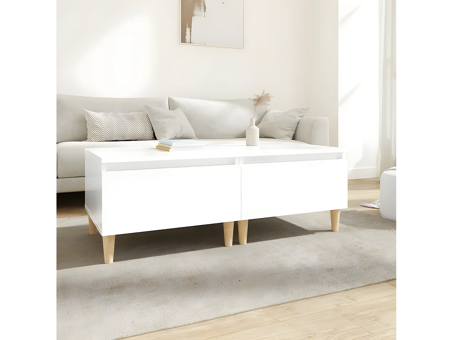 Tables d'appoint 2pcs Blanc brillant 50x46x35 Bois ingénierie