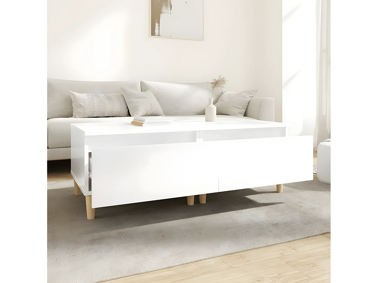 Tables d'appoint 2pcs Blanc brillant 50x46x35 Bois ingénierie