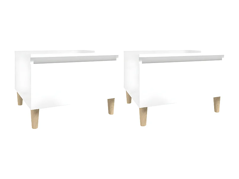 Tables d'appoint 2pcs Blanc brillant 50x46x35 Bois ingénierie
