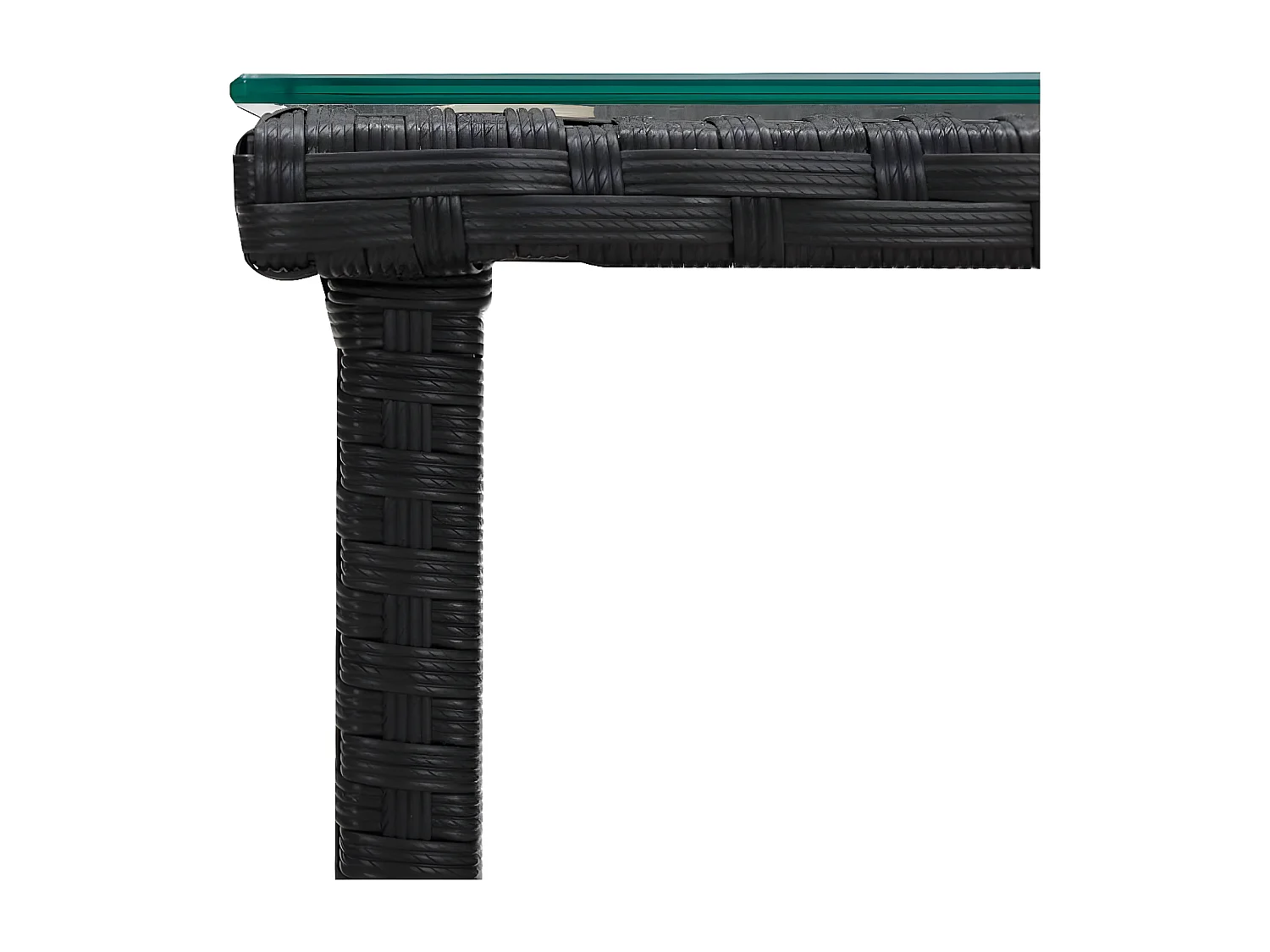 Table d'appoint noir 45x45x45 poly rotin et verre trempé