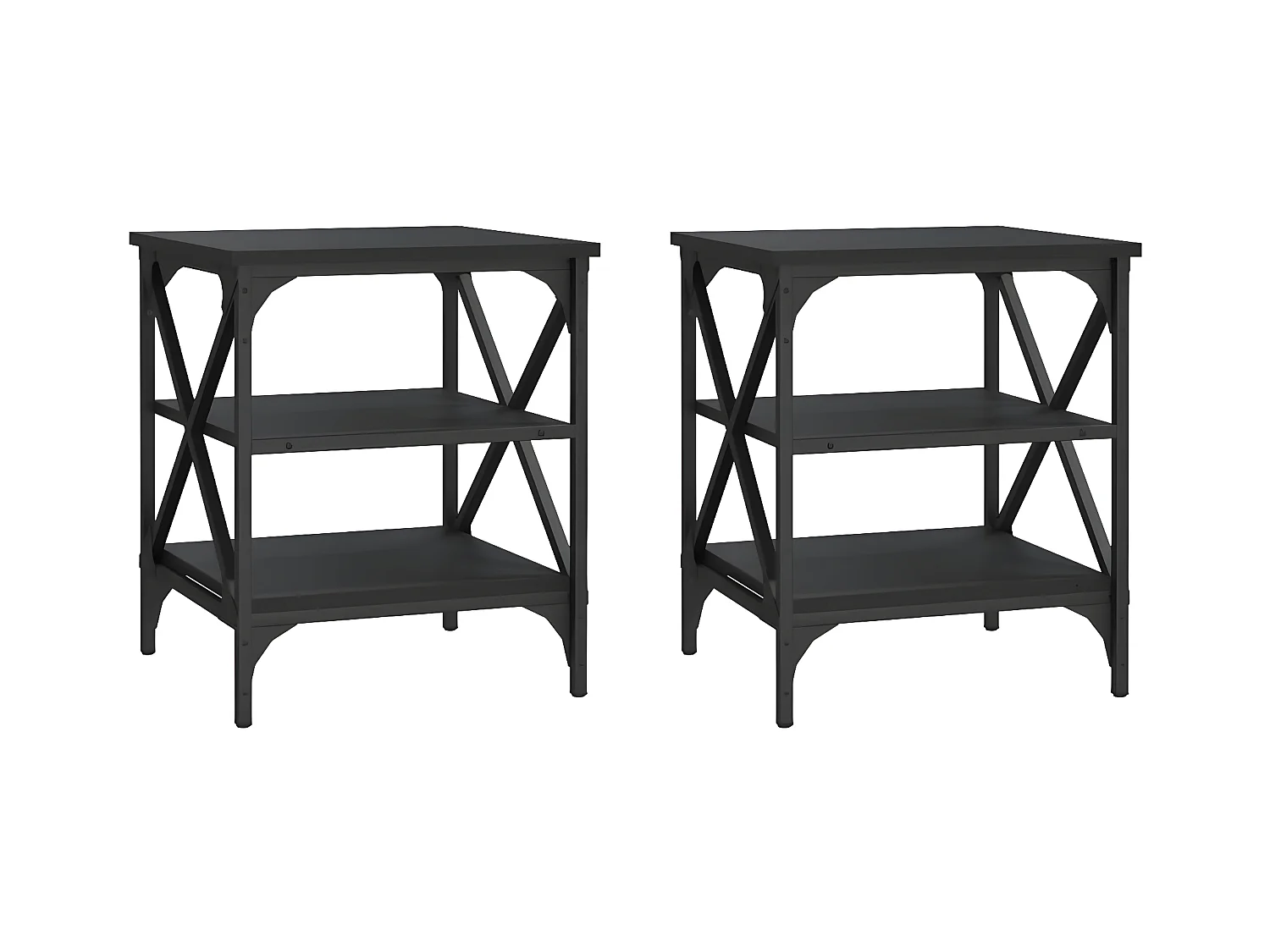 Tables d'appoint 2 pcs Noir 40x42x50 Bois d’ingénierie