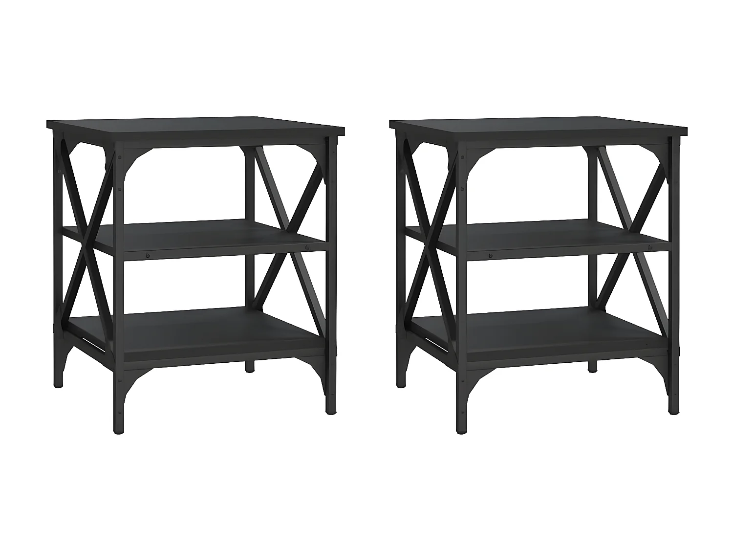 Tables d'appoint 2 pcs Noir 40x42x50 Bois d’ingénierie