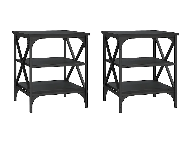 Tables d'appoint 2 pcs Noir 40x42x50 Bois d’ingénierie