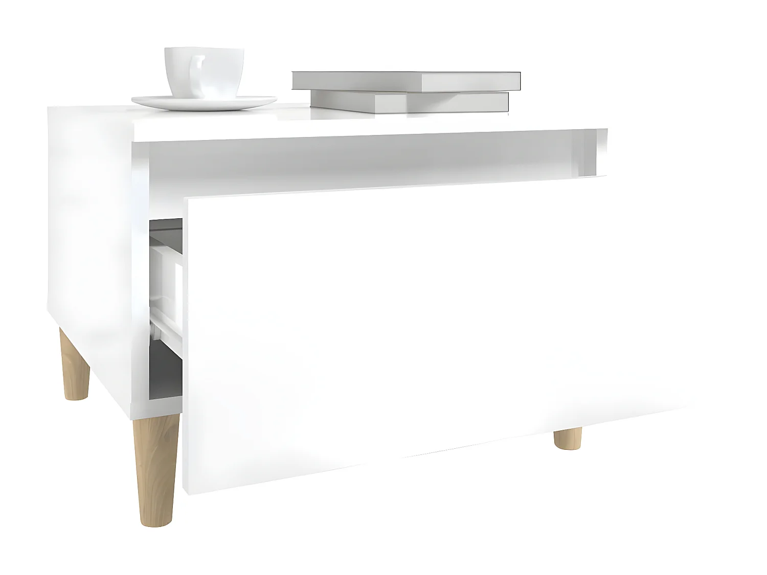 Table d'appoint Blanc brillant 50x46x35 Bois d'ingénierie