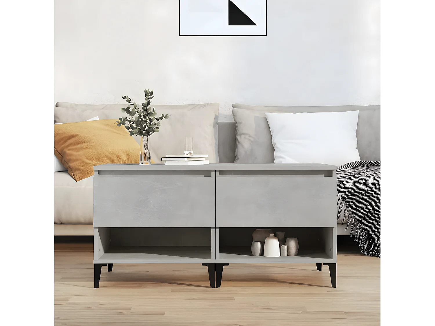 Tables d'appoint 2 pcs Gris béton 50x46x50 Bois d'ingénierie